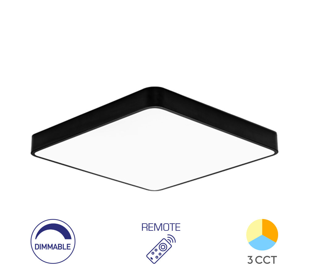 APLICA LED BLADE-SS NEGRU 45W DIMABIL CU TELEC. 3 FUNCTII 500X500 BRAYTRON