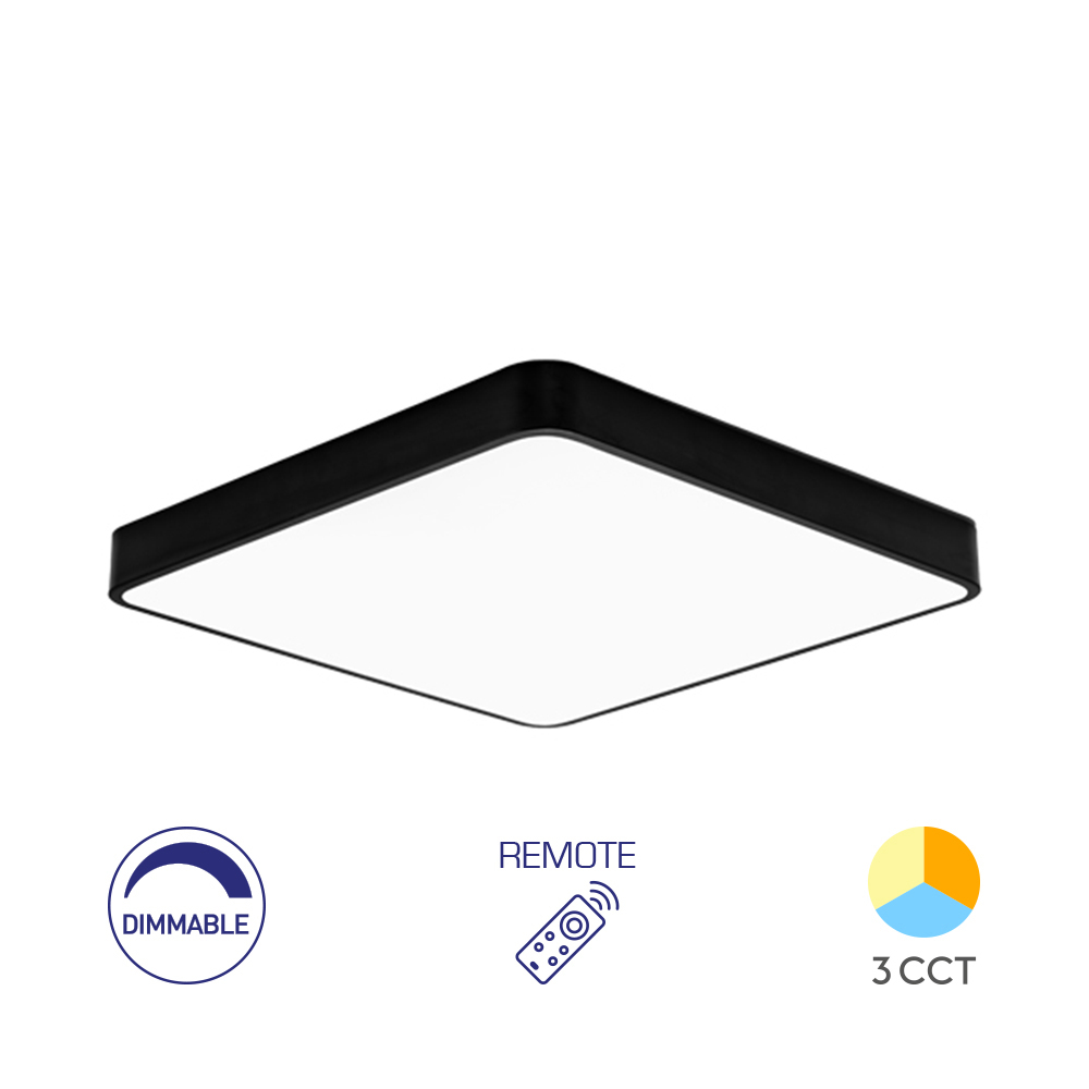 APLICA LED BLADE-SS NEGRU 45W DIMABIL CU TELEC. 3 FUNCTII 500X500 BRAYTRON